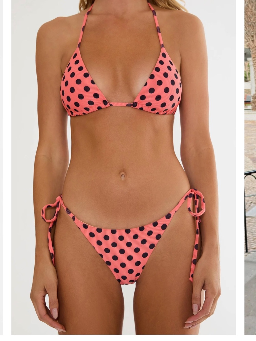 Beach Riot Winona Top and Soleil Bottom Set in Peachberry Dot Size XS NWT